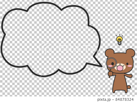 虫眼鏡で見つけているクマさんとシンプルなモコモコふきだし 虫眼鏡で見つけているクマさんとシンプルなモコモコふきだし 84878324