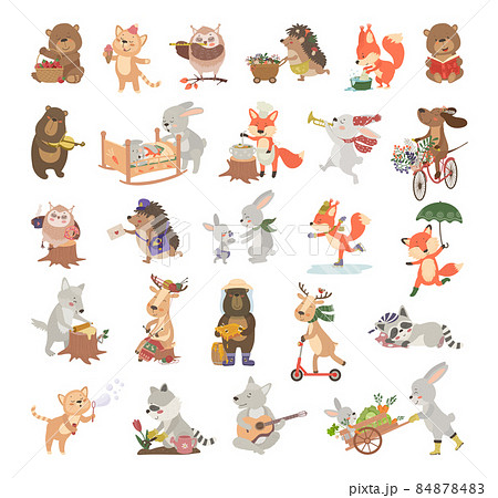 Set of Illustrations with Animal Characters 84878483