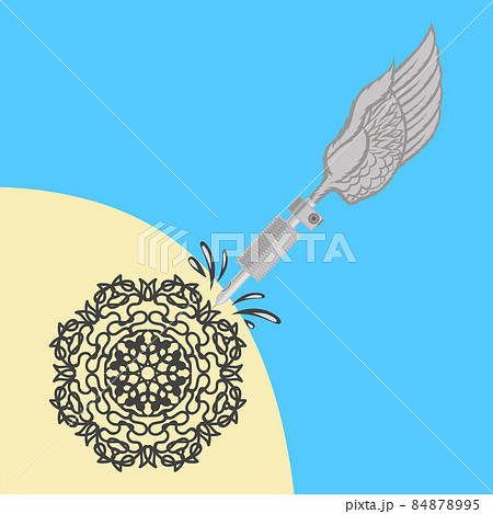 Old Induction Tattoo Machine on Blue Background 84878995