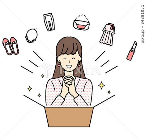 買い物をする女性　上半身　イラスト 84881051