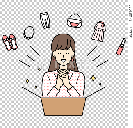 買い物をする女性　上半身　イラスト 84881051