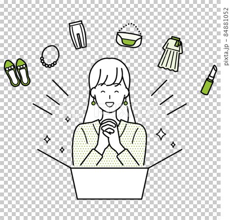 買い物をする女性　上半身　イラスト 84881052