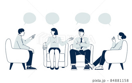 Therapy support group. Psychology session, helping social network. Women counseling, doctor and patients communication. Meeting recent vector scene 84881158