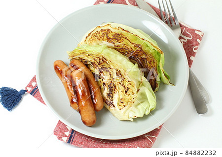 焼き野菜、キャベツとウィンナー 84882232