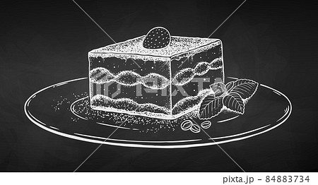 Vector chalk illustration of Tiramisu Vector chalk illustration of Tiramisu 84883734