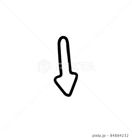Arrow in linear doodle style points down, vector illustration isolated on white background. 84884232