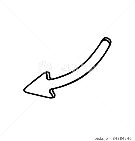 Black and white back arrow, cursor to indicate direction in doodle sketch vector 84884240