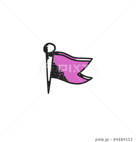 Pin flag icon or symbol in sketch vector illustration isolated on white Pin flag icon or symbol in sketch vector illustration isolated on white 84884352
