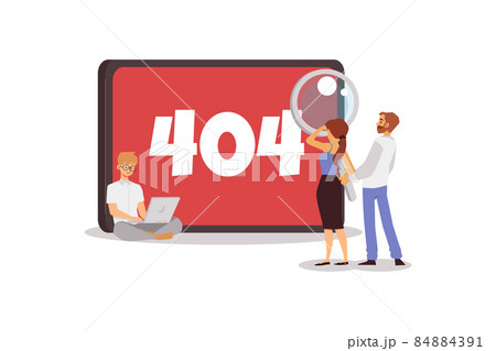 404 error on tablet screen and tiny people, flat vector illustration isolated. 404 error on tablet screen and tiny people, flat vector illustration isolated. 84884391