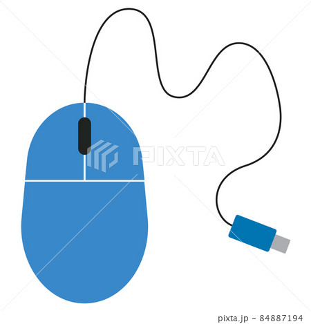 Blue computer mouse with cord. 84887194