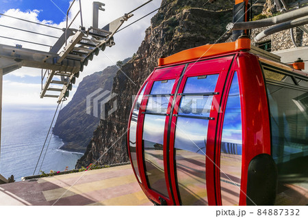 Sky road - mountain cable car Cabo Girao, popular tourist attraction and beautiful scenery in Madeira island 84887332