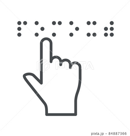 Finger touches word Help by braille font for blind people 84887366