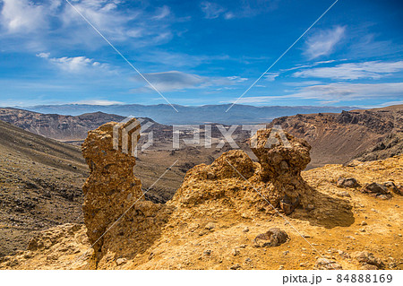 Panoramic picture of Mount Ngauruhoe in the Tongariro National Park on northern island of New Zealand in summer 84888169