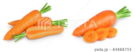 Carrot isolated on white background with full depth of field. Set or collection 84888755