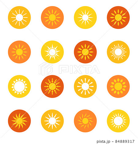 Set of sun icons on color background, vector illustration Set of sun icons on color background, vector illustration 84889317