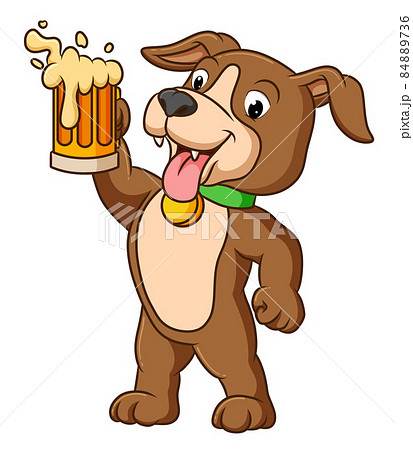The dog is celebrate the festival with root beer The dog is celebrate the festival with root beer 84889736