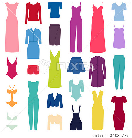 Set of woman clothes icons, vector illustration Set of woman clothes icons, vector illustration 84889777