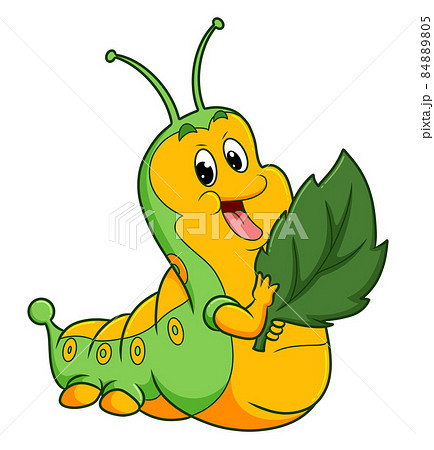 The huge caterpillar is holding the leaf 84889805