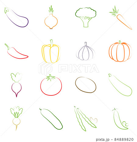 Set of outlines of vegetables, vector illustration 84889820