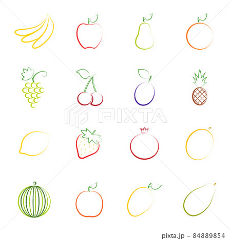 Set of outlines of fruit, vector illustration 84889854