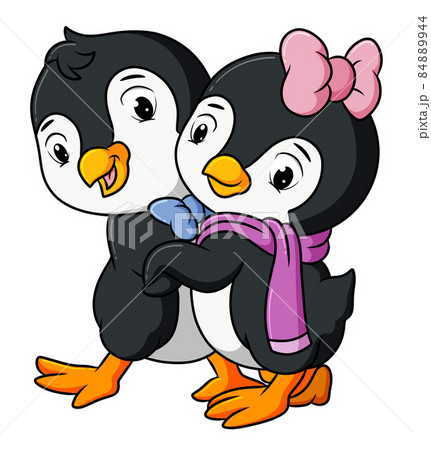 The sweet couple penguins are dancing together The sweet couple penguins are dancing together 84889944