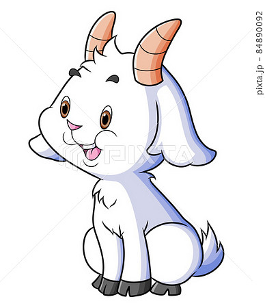 The little goat is sitting with the happy face The little goat is sitting with the happy face 84890092