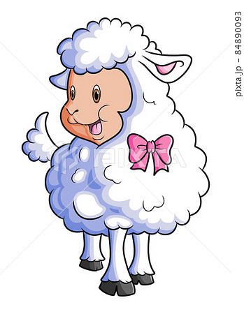 The cute girly sheep with the pink ribbon The cute girly sheep with the pink ribbon 84890093