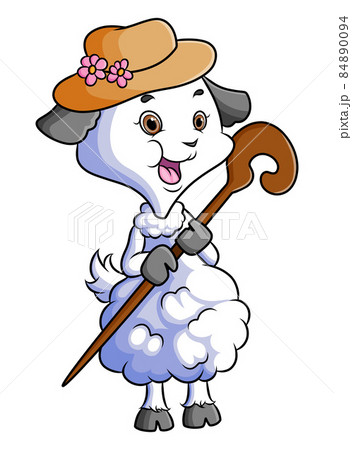 The hand drawn of the girly sheep with the old fashion The hand drawn of the girly sheep with the old fashion 84890094