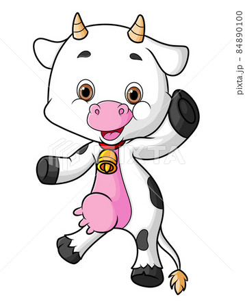The happy cow is dancing with the good movement 84890100