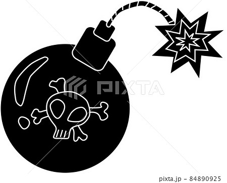 ドクロマークのついた爆弾のシルエット 84890925