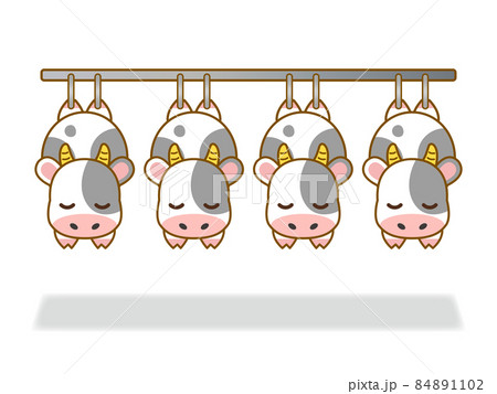 食肉工場で吊るされた牛のイラストのイラスト素材 [84891102] - PIXTA