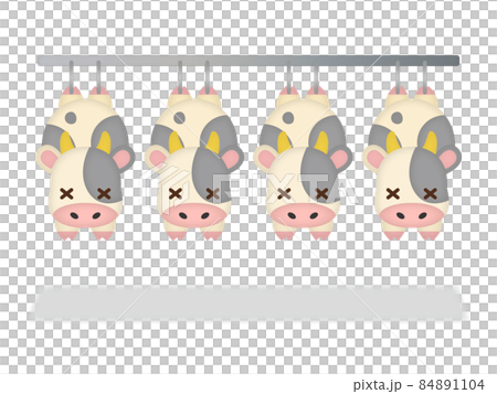 Illustration of a cow hung in a meat factory 4 Illustration of a cow hung in a meat factory 4 84891104