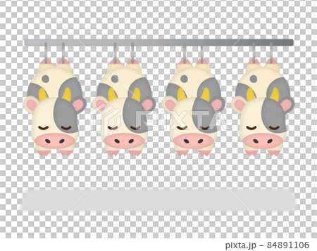 Illustration of a cow hung at a meat factory 2 Illustration of a cow hung at a meat factory 2 84891106
