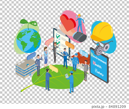EHS 労働に関する環境健康安全イメージのアイソメトリックイラスト EHS 労働に関する環境健康安全イメージのアイソメトリックイラスト 84891209