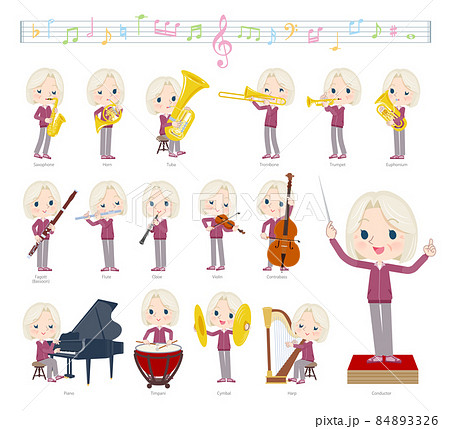 クラシック音楽演奏に関するジャージを着た高齢白人女性のセット 84893326