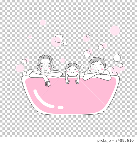 Illustration material of family taking a bath together 84893610