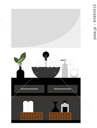 おしゃれでモダンな洗面所のイラストのイラスト素材