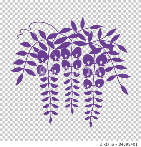 藤の花のシルエットイラスト 紫色 藤の花のシルエットイラスト 紫色 84895401