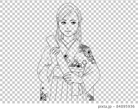 有側袴的女人（線描） 84895936