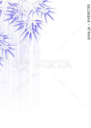 青紫色の水墨画っぽい竹林の背景イラスト 背景白 縦 他色有のイラスト素材