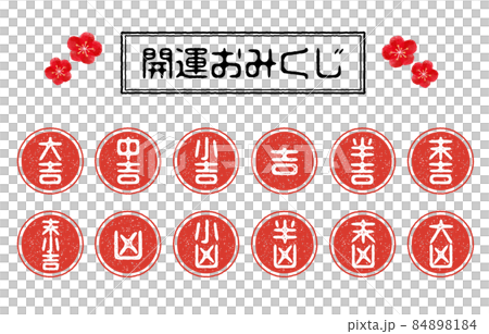 開運おみくじイラスト　運勢スタンプ(赤) 84898184
