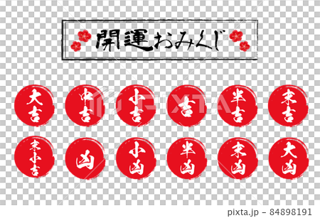 開運おみくじイラスト 赤丸筆書きの運勢 開運おみくじイラスト 赤丸筆書きの運勢 84898191