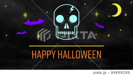 Happy Halloween Orange Skull Glitter Text Glitter Graphic