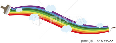 虹　描く　塗る　ペンキ塗り　白背景　ブラシ　ローラー 84899522
