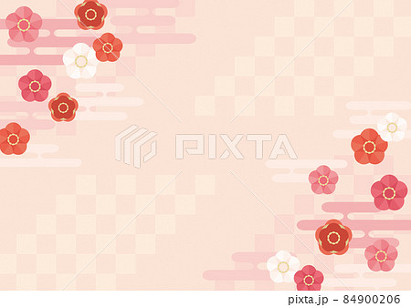 和風_シンプル_梅_花_イラスト_背景素材_ピンク 84900206