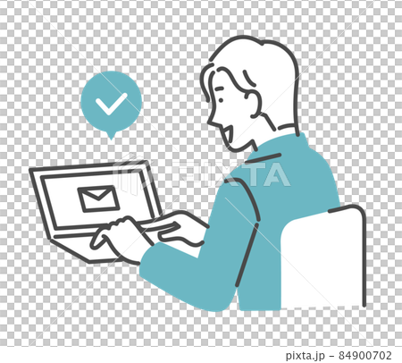 パソコンでメールをチェックする男性 84900702