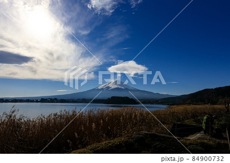 山梨県富士河口湖町の大石公園からの富士山 84900732