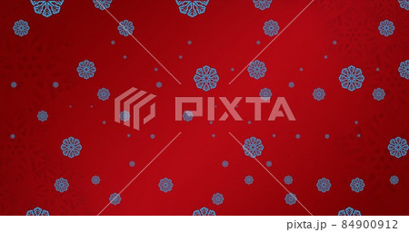 Digitally generated image of snowflakes pattern with copy space on red background 84900912