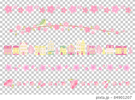 Spring image ruled line vector illustration set (line, line) Spring image ruled line vector illustration set (line, line) 84901207