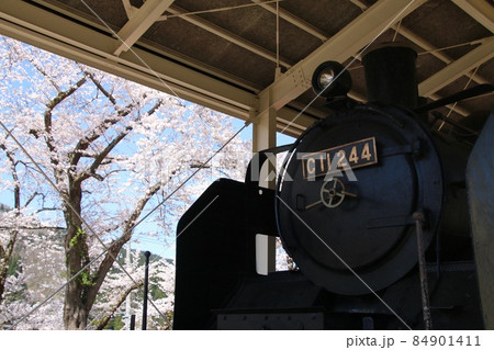 柳津駅の桜（福島県・柳津町） 84901411